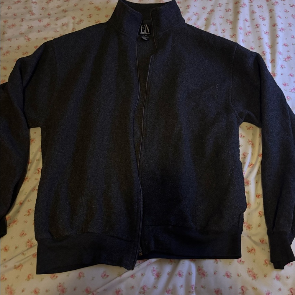Men's Dark Grey Vintage Zip-Up Sweater